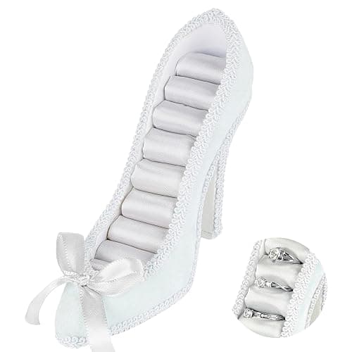 Biiange Small High Heels Jewelry Storage, Bow High Heel Jewelry Organizer for Women, Earring Ring Display Holder, Home Decor Ornaments Storage Rack, Gift for Women Girls (Blue) - Image 1