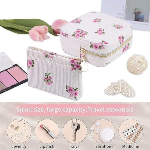 Teircno 2-Pack Period Bag for Women Girls, Portable Corduroy Sanitary Napkin Storage Bag Period Pouch Small Discreet Menstrual Pouch, Sanitary Pads Bag Period Kits Tampons Holder for First Period thumbnail 4