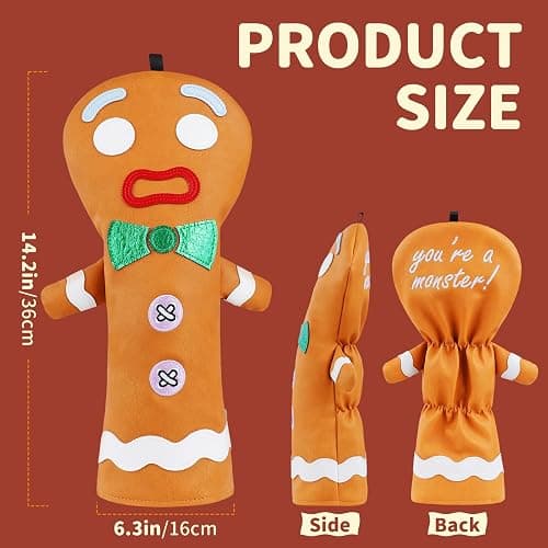 LZFAN Funny Golf Club Head Cover Driver Headcover Fairway Wood Headcover Hybrid Club Head Cover Brown Monster Cookie thumbnail 4