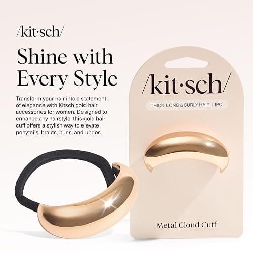 Kitsch Gold Hair Cuffs – Metal Ponytail Cuff for Women – Durable, Elegant Holder for Ponytails, Braids & Updos – Gold Hair Accessory | Ideal Gifts for Women - Large, 1pc thumbnail 2