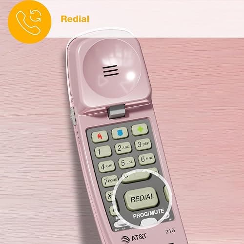 AT&T TRIMLINE 210 Corded Home Phone, No AC Power Required, Improved Easy-wall-mount, Lighted Big Button Keypad, 13 SpeedDial Keys, Last Number Redial, Mute, Flash, Volume Control, Princess Phone, PINK thumbnail 9