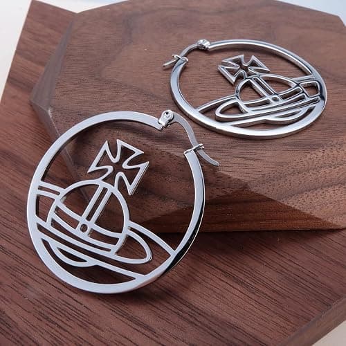 Black Hollow Earrings of Saturn for Women Saturn Earrings for Women - Saturn Ear Studs, Punk Style Earrings thumbnail 3
