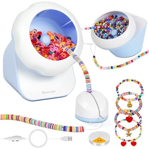 Clay Bead Spinner, Electric Bead Spinner for Jewelry Making, Bracelet Spinner and Necklace Making Machine with Bead Needles and Thread, Seed Bead Spinner, Clay Bead Bracelet Spinner (Blue), (No Beads) - Image 1