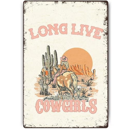 Znzd Long Live Cowgirls Room Decor,Western Art, Tin Signs Vintage,Western Long Live Cowgirls Tin Signs Art 12×18,Cowgirl Decor for Country Home Girls Room Dorm,Western Gifts for Teen Girls Cowgirl - Image 1