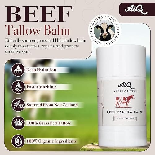 New Zealand Grass Fed Ethically-Sourced Beef Tallow for Skin– Stick with Vitamin E, Raw Honey, Olive Oil – Premium Ingredients & Cruelty-Free Tallow Face Moisturizer, Longevity & Firming (1.06 oz) thumbnail 6
