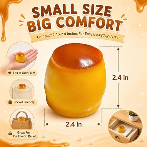 Crunchy Pudding Squishy Stress Ball Food Toy Bead Filled Caramel Squeeze Moldable Slushy Asmr Realistic Taba Handmade Non Rebound Sticky Silicone Dessert Adults Party Favor Cute Soft thumbnail 2