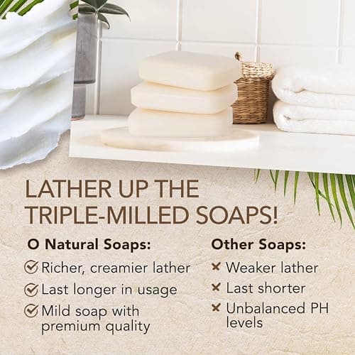 O NATURALS 3-Pack Organic Soap Bar 4oz each-100% Vegan Cold Process Body Wash Scented Premium Handmade Soap - Natural Soaps for Men Women, Face, Body - Coconut and Shea Butter - Mothers Day Gifts thumbnail 6
