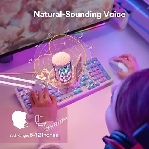 MAONO Gaming USB Microphone with Noise Cancellation, Streaming mic for PC Computer MAC PS4 PS5, All-in-One Kit with Mute, Monitor for Recording, Podcast, Twitch, YouTube, Discord, DGM20S Pink thumbnail 3