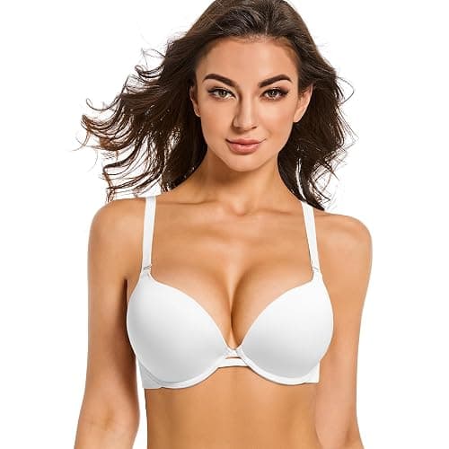 Pushlus Push Up Thick Padded Plunge Underwire T Shirt Lace Bra Lift Support for Women Add One Cup thumbnail 3