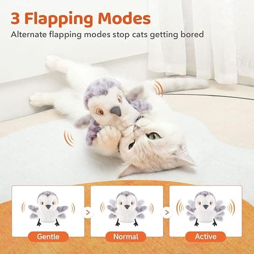 Potaroma Cat Toys Flapping Bird (No Flying), Lifelike Sandpiper Chirp Tweet, Rechargeable Touch Activated Kitten Toy Interactive Cat Exercise Toys for All Breeds Cat Kicker Catnip Toys 4.0" thumbnail 3
