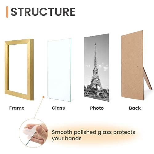 upsimples Certificate Frame, 8.5 by 11 Glass Diploma Frames, 5 Pack, Gold | Displays 8.5x11 Document and Degree, Graduation Gift for Wall or Tabletop Decor, High-definition Glass thumbnail 6