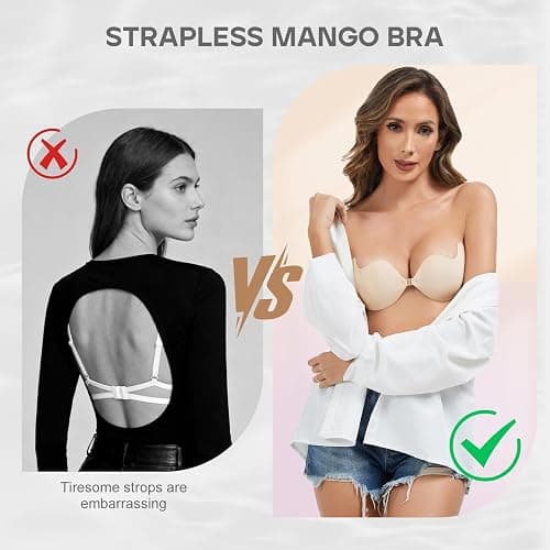 Cmojsk Strapless Sticky Push-Up Bra for Women,Adhesive Invisible Backless Nipple Covers thumbnail 5