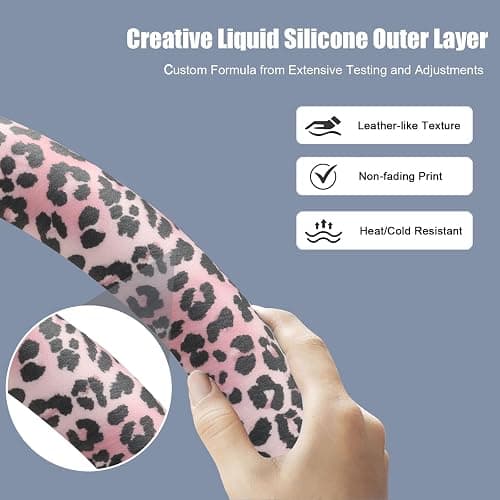 SthExtra Cute Print Steering Wheel Cover with Silicone Inner Ring, Non-Toxic, Odorless Silicone Leather with Non-Fading Pattern for Men Women, Universal 14.5 to 15 Inch (Pink Leopard Print) thumbnail 2
