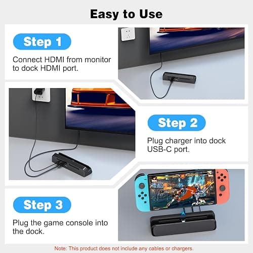 Tendak Switch Dock for Nintendo Switch 2, Portable Docking Station with 4K@60Hz HDMI Output/USB 3.0 Port/Type C Port, Replacement for Official Dock (Compatible with Nintendo Switch 2 only) thumbnail 6