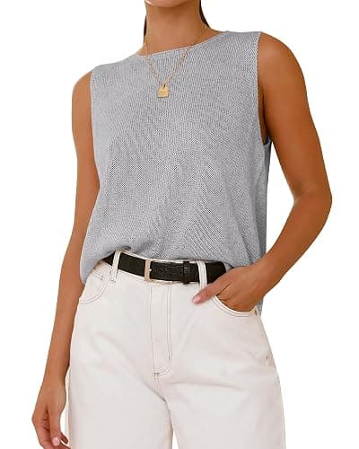 BTFBM Women's Sleeveless Sweater Vest 2025 Summer Crew Neck Ribbed Knit Lightweight Pullover Casual Loose Fit Tank Tops - Image 1