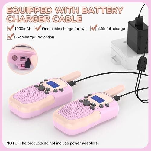 Toys for 3-12 Year Old Girls, Selieve 2 Pack Kids Walkie Talkies Rechargeable with 22 Channels, LED Flashlight and VOX Function, Birthday Gifts for 4 5 6 7 8 9 10 Year Old Girls thumbnail 3