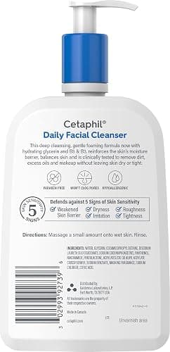 Cetaphil Face Wash, Daily Facial Cleanser for Sensitive, Combination to Oily Skin, 20 oz, Gentle Foaming, Soap Free, Hypoallergenic thumbnail 9