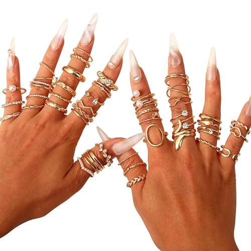 CHICUTIE Gold Knuckle Rings Set For Women Stackable Joint Finger Midi Rings Dainty Cubic Crystal Zirconia Simple Hollow Twist Cute Rings Pack Jewelry Gift thumbnail 2