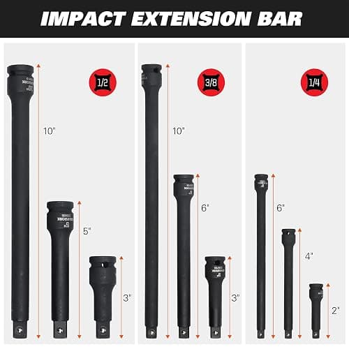 STARWORK TRUE MECHANIC 153-Piece 1/4", 3/8", 1/2" Drive Master Impact Socket Set, Professional, SAE/Metric thumbnail 6