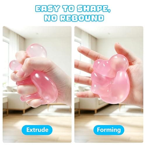 2 Pcs Coconut Oil Squishy, Shapeable No Rebound Stress Relief Ball, Fun Sensory Fidget Toy, Study Work Relaxation Desk Decor, Fun Anxiety Gift for Adults & Kids(Blue+Pink) thumbnail 4