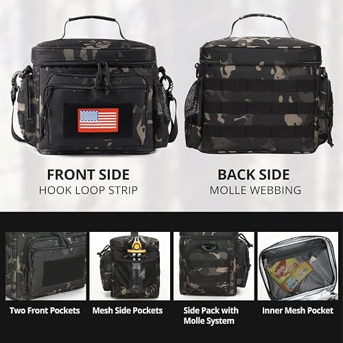 ATRIPACK Lunch Box for Men, Tactical Lunch Bag MOLLE Webbing Leakproof Insulated Large Lunch Cooler Women Adult Meal with Adjustable Shoulder Strap Durable Lunch Pail (Camo-Black) thumbnail 6