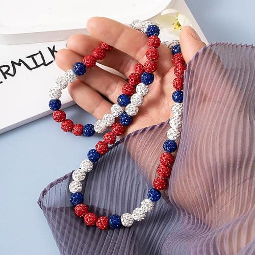 AUSGER Baseball Ice Collection Necklace for Boys Men Sparkly Elastic Bling Beaded Rhinestone Necklace Drip Gift for Girls Kids Players thumbnail 5