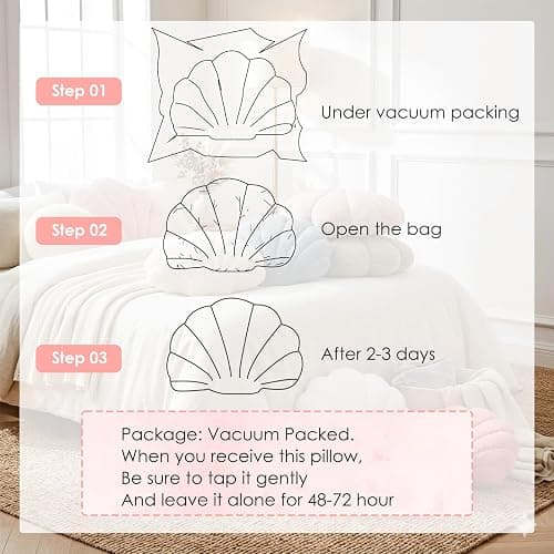 Vdoioe Shell Pillow,Light Blue Seashell Throw Pillows 13x10 Inch | Decorative Pillows,Lamb Wool,PP Cotton Fill,Coastal Beach Sea Shell Theme,for Sofa Couch Bed,Room Decor Accent thumbnail 7