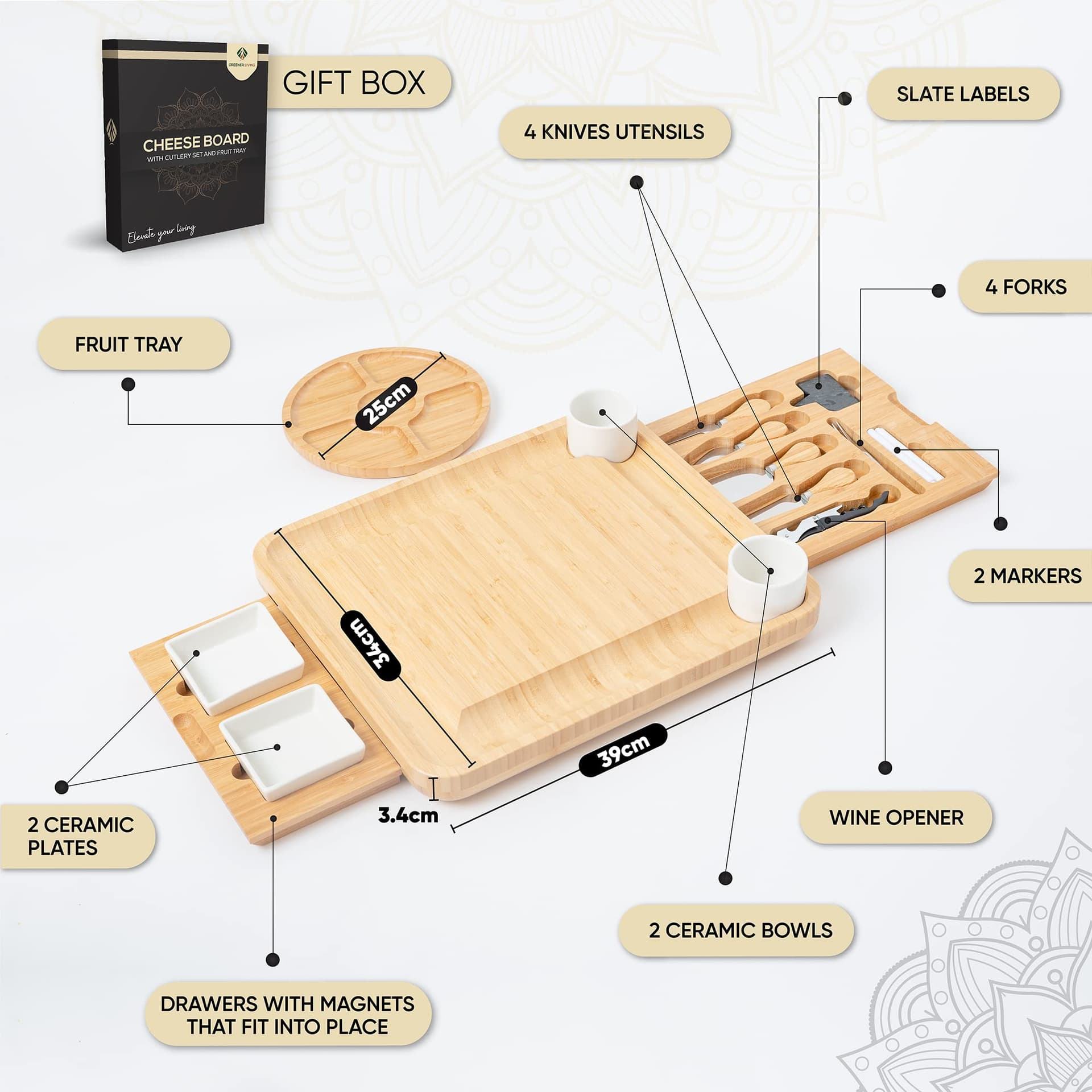 Unique Cheese Board Birthday Gifts for Women & Men – Perfect Anniversary, Wedding & Housewarming Gifts for Couples, Mum, Dad, Her & Him – Charcuterie Board with Knife Set thumbnail 2