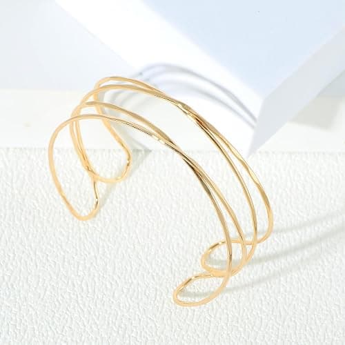 Lyfange Gold Arm Cuff for Women Upper Arm Cuff Bracelet Set Adjustable Armband Bangle Bracelet Boho Coil Arm Cuffs 3pcs 4pcs Arm Cuff Jewelry thumbnail 4