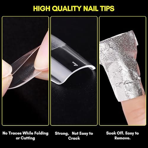 Makartt Medium Square Fake Nail Tips: 120pcs Clear Full Cover Half Matte Soft Gel Pre-shape Acrylic Gel Press on Extension for Nails, 12 Sizes French Manicure Salon Home DIY with Box thumbnail 6