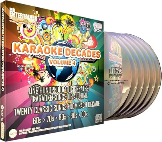 Mr Entertainer Karaoke Decades Volume 4 - 100 Song 6 Disc CD+G (CDG) Pack - Image 1