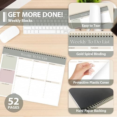 Weekly To Do List Notepad, Undated Planner with 52 Sheets (8.5''x11''), Desk Weekly Planner for Women & Man, Home School & Work thumbnail 4