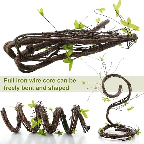 Suncalla 5 Pcs 35in Artificial Bendable Tree Branches for Decor, Natural | Fake Trunk Twigs with Leaves, Cherry Blossom Grape Vines, Halloween Steady Branch Garland, Wall Hanging Reptile Habitat Decor thumbnail 3
