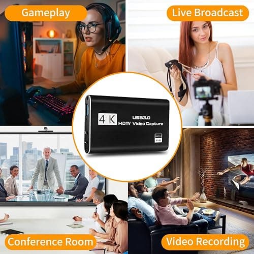 HeavenBird 4K HDMI Video Capture Card, Gaming Capture Card with Microphone, Full HD 1080P 60FPS USB Video Capture Device thumbnail 6