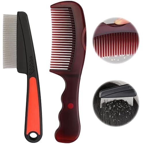 Dandruff Comb, 2 Pcs Scalp Sweep Detoxing Hair brush Set for Dandruff Removal, Scalp Build Up Remover and Stainless Steel Fine Tooth Comb for Scalp Massage Combs - Image 1