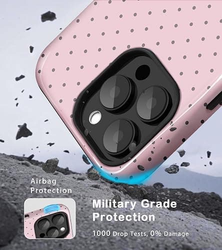 Amzfield Compatible with iPhone 14 Pro Max Case Cute Polka Dot Aesthetic Retro Design for Women Girls Fall Chic Girly Pretty Dual Layer Hybrid Protection Elegant Case for iPhone 14 Pro Max-Pastel Pink thumbnail 5