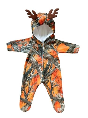 You Had Me At Camo Huntsie Fleece Onesie with Hood - Camo Hoodie with Antlers - Image 1