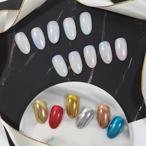 Artdone Chrome Nail Powder Magic White Pearl Kit Mirror Effect Silver Metallic Holographic Dip Nail Powder For Resin Craft & Nail Art Decoration thumbnail 6