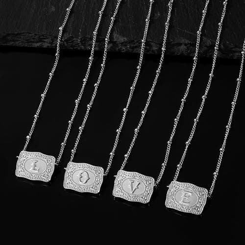 Kwkppz Mini Belt Buckle Initial Necklace for Women, 18K Gold/Silver Plated Initial Letter Pendant, Belt Buckle Necklace with Initial, Unique Western Jewelry Gifts for Women thumbnail 7