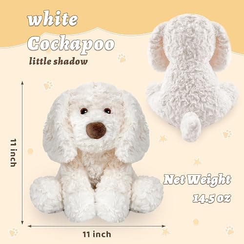 JUSTQUNSEEN White Stuffed Dog Plush Toy Sitting Puppy Animal Floppy Eared Cute Soft Cuddly Plushie for Newborn Baby Toddler Girls Boys Nursery Decor Birthday Shower Gift 12 Inch thumbnail 3
