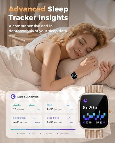Smart Watches for Women Android/iPhone, Fitness Trackers with Answer/Call | Sleep Tracker/Step Counter/Heart Rate/SpO2 Monitor, Health Watch for 100+ Sports Modes, IP68 Waterproof, 2 Changeable Bands thumbnail 3