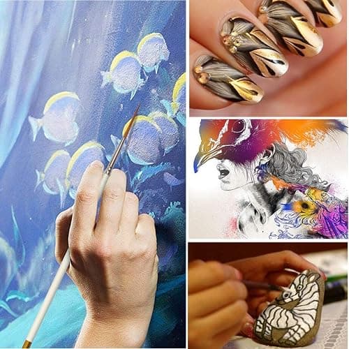 Afantti 15 Pcs Detail Fine Paint Brushes Micro Mini Tiny Artist Paintbrush Set | Ultra Fine Point Tip | for Miniature Acrylic Script Liner Oil Watercolor Nail Art Painting thumbnail 9