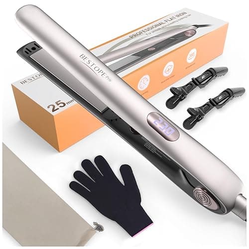 BESTOPE PRO 2 In 1 Glätteisen Locken und Glätten, 15S Schnelle Hitze, Ionenkeramische Haarglätter, Frizz Reduzieren, 3D-Schwebepanel verhindert Haarziehen, LCD-Display, 120-230°C - Image 1