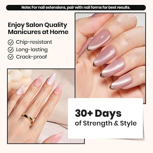 Beetles Builder Gel with Base & Top Coat Gel,3 Pcs Clear Builder Nail Gel,for Nail Strengthening Building Apex Extension for Beginner DIY Salon at Home Gifts for Women,UV & LED Lamp Needed thumbnail 5