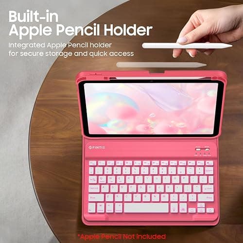 Fintie Backlit Keyboard Case for iPad (A16) 11th Generation 11 Inch 2025, iPad 10th Generation 10.9 Inch 2022 - Soft TPU Cover with 7 Color Backlight Detachable Bluetooth Keyboard, Pink thumbnail 8