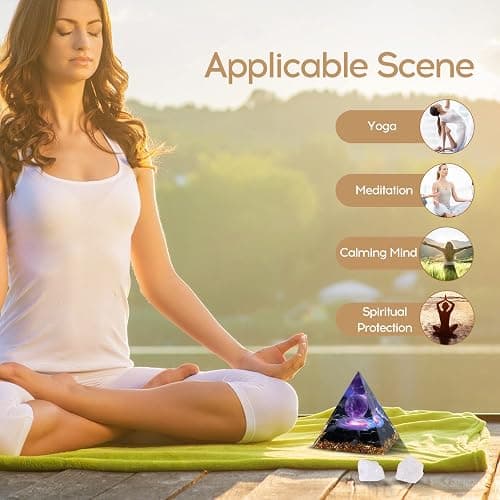 Hopeseed Orgone Pyramid for Positive Energy, Orgonite Amethyst&Obsidian Healing Crystal Pyramids for Reduce Stress Chakra Reiki Healing Meditation Attracts Lucky and Success thumbnail 4