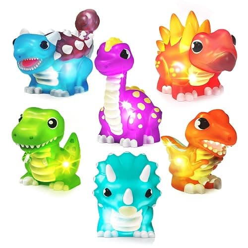 Tub Works® Dinos™ Dinosaur Light Up Bath Toys, 6 Pack | Water-Activated Light Up Toys Flash & Change Color | Easy-Grip Baby & Toddler Bath Toys | Sensory Bath Lights Watertight Bathtub Toys - Image 1