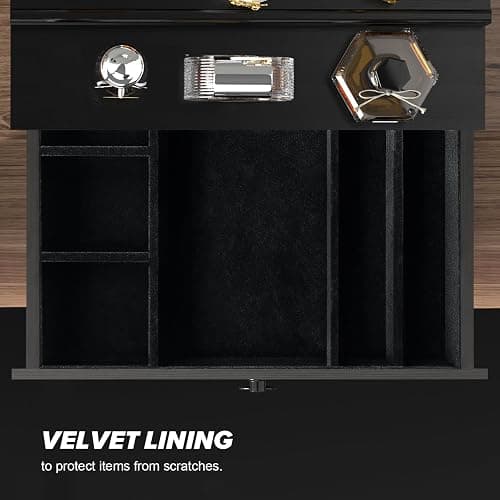 upcessory Cologne Organizer for Men, 4 Tier Black Wood Perfume Organizer with Felt Lining Drawer and Hidden Compartment, Perfume Display Holder, A Gift for Men thumbnail 5