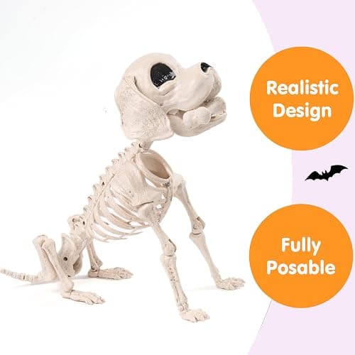 JOYIN Posable Halloween Dog Skeleton Full Body Posable Joints Realistic Skeleton Puppy with Movable Joints for Halloween Decoration, Graveyard Party Decor (9.8” X 4.7” X 12.6”) thumbnail 7
