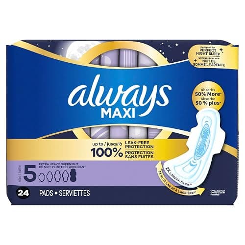 Always Maxi Overnight Pads with Wings, Size 5, Extra Heavy Overnight, Unscented, 72 Count thumbnail 10